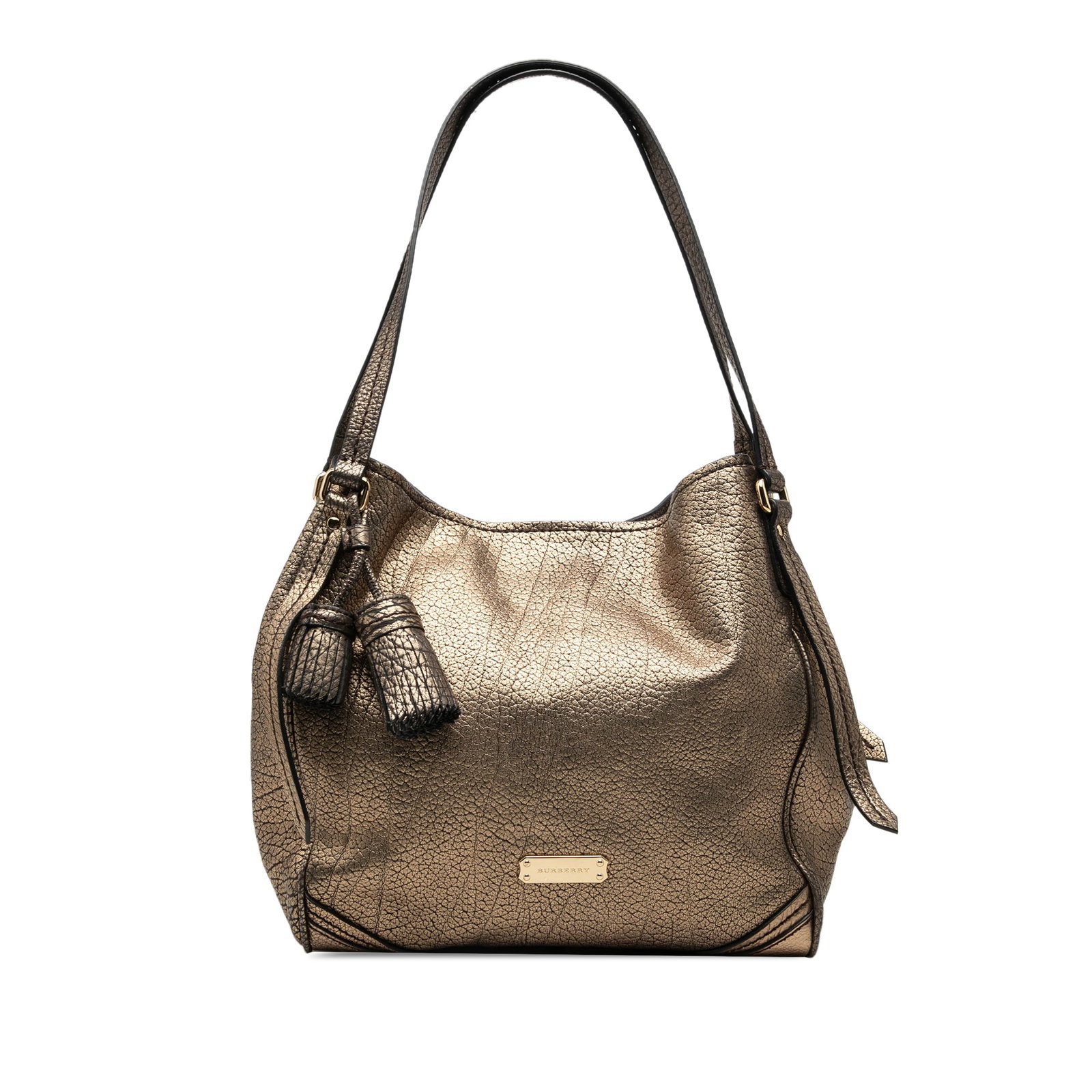 Burberry Canterbury Tassel Tote Small Metallic Grained Calfskin Leather (1 of 7)