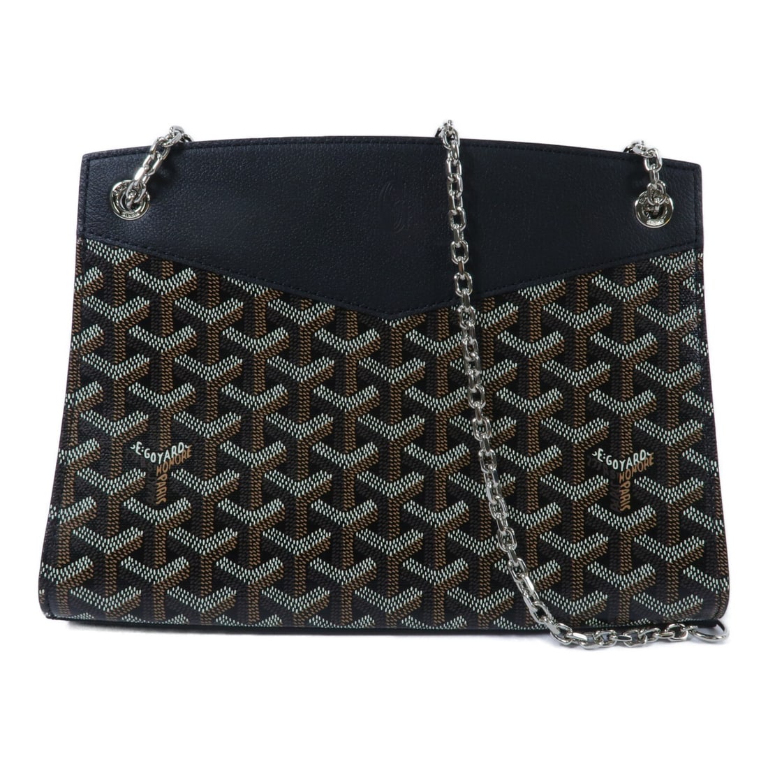 Goyard Rouette Structure PM shoulder bag black calfskin PVC canvas: Goyard Rouette Structure PM shoulder bag black calfskin PVC canvas Structured PM chain shoulder bag in black calfskin with PVC coated canvas. This women's shoulder bag features an inside zip pocket, i