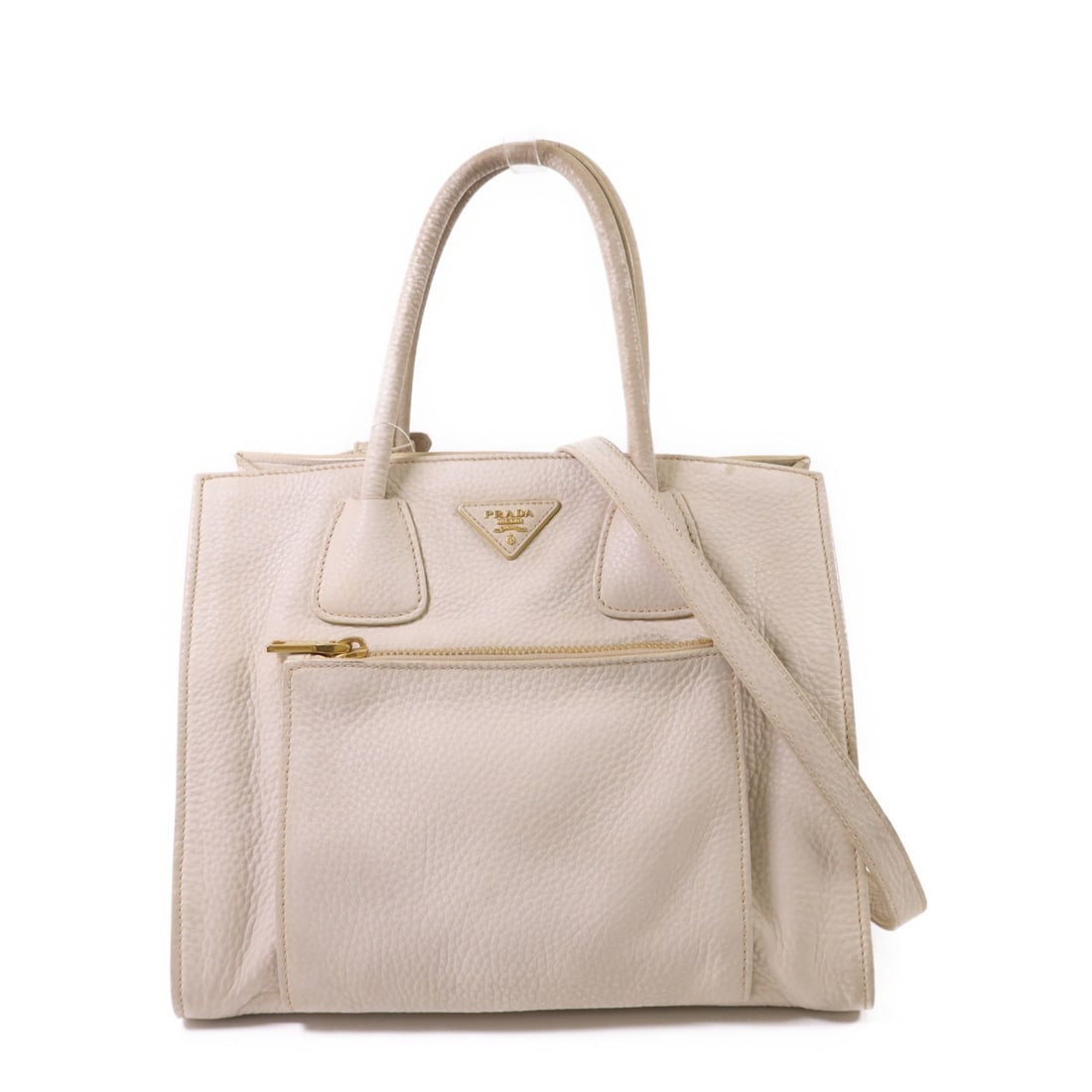 PRADA BN2626 Beige Calfskin 2 Way Shoulder Bag: PRADA BN2626 Beige Calfskin 2 Way Shoulder Bag PRADA 2-way shoulder bag in beige calfskin (cowhide) leather. It features a hook button closure, multiple pockets, and comes with a shoulder strap. The b