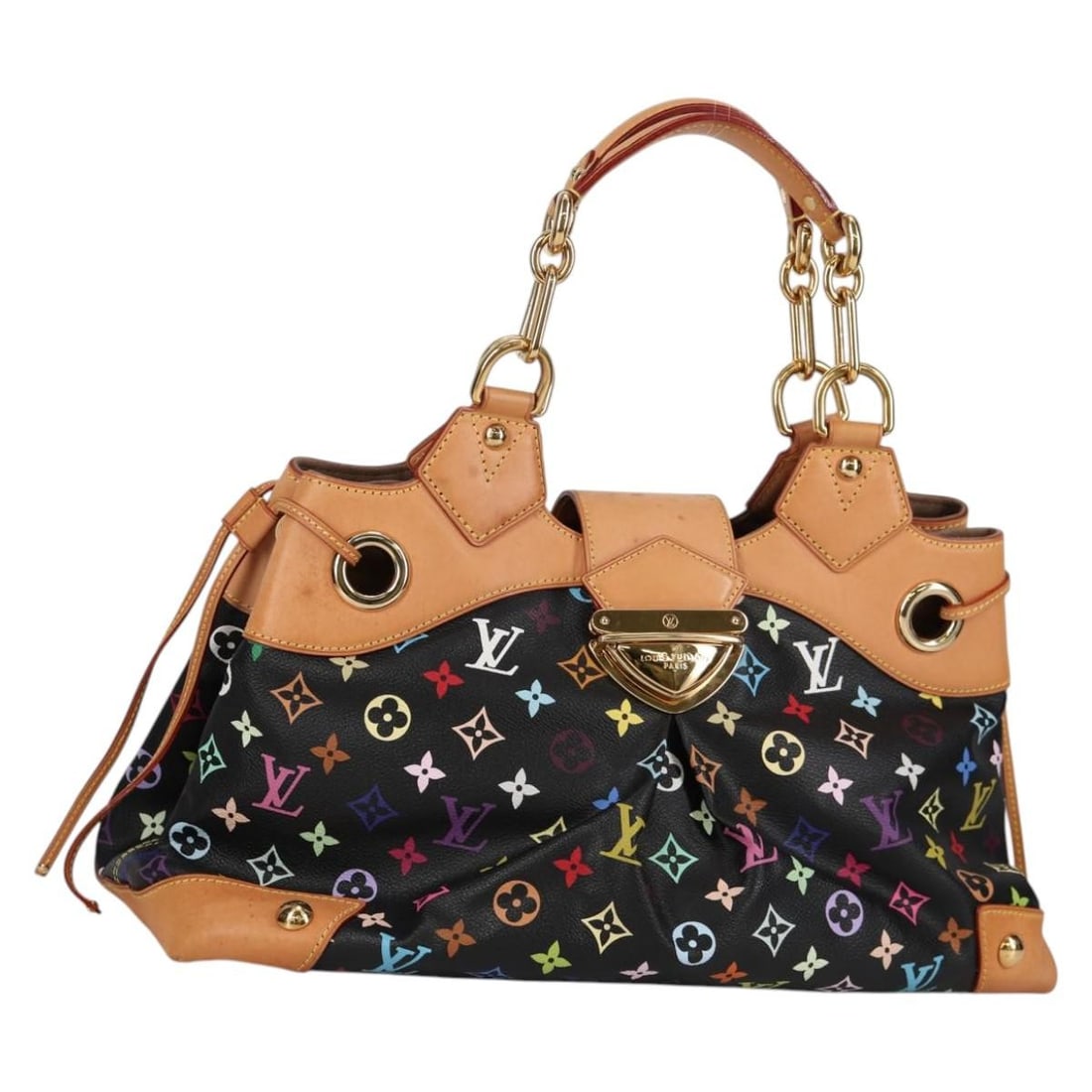 LOUIS VUITTON Monogram Multicolor Ursula Tote Bag M40124 Black Auth (1 of 18)