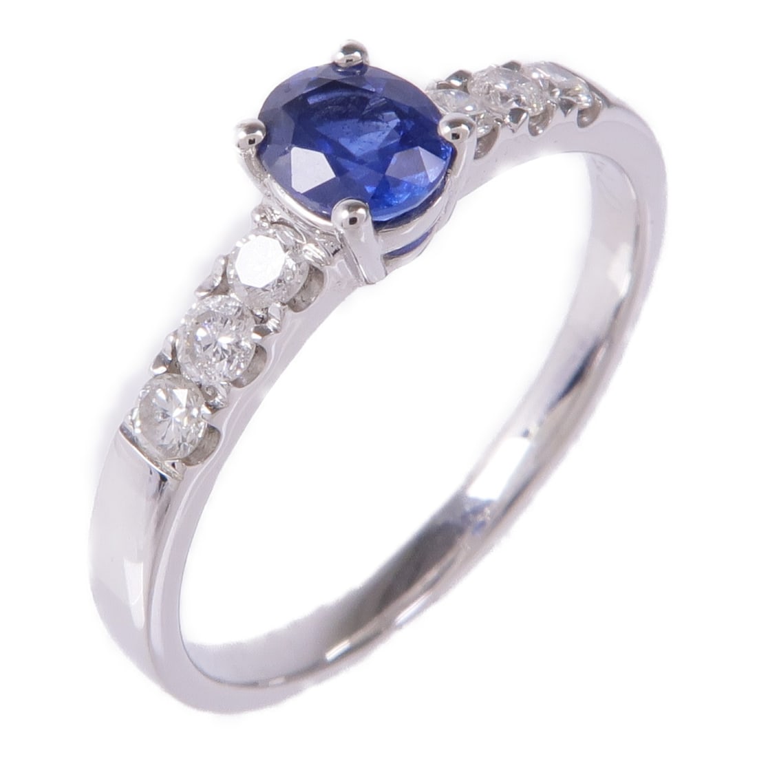 18K White Gold Sapphire Diamond Ring Size 7.25 (1 of 7)