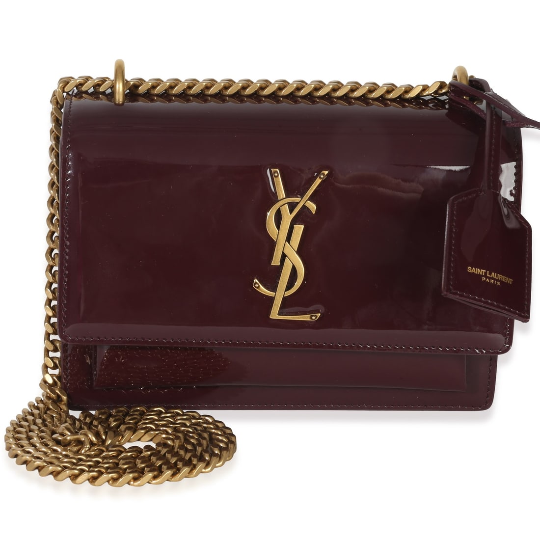 Saint Laurent Monogram Small Sunset patent leather shoulder bag red (1 of 9)