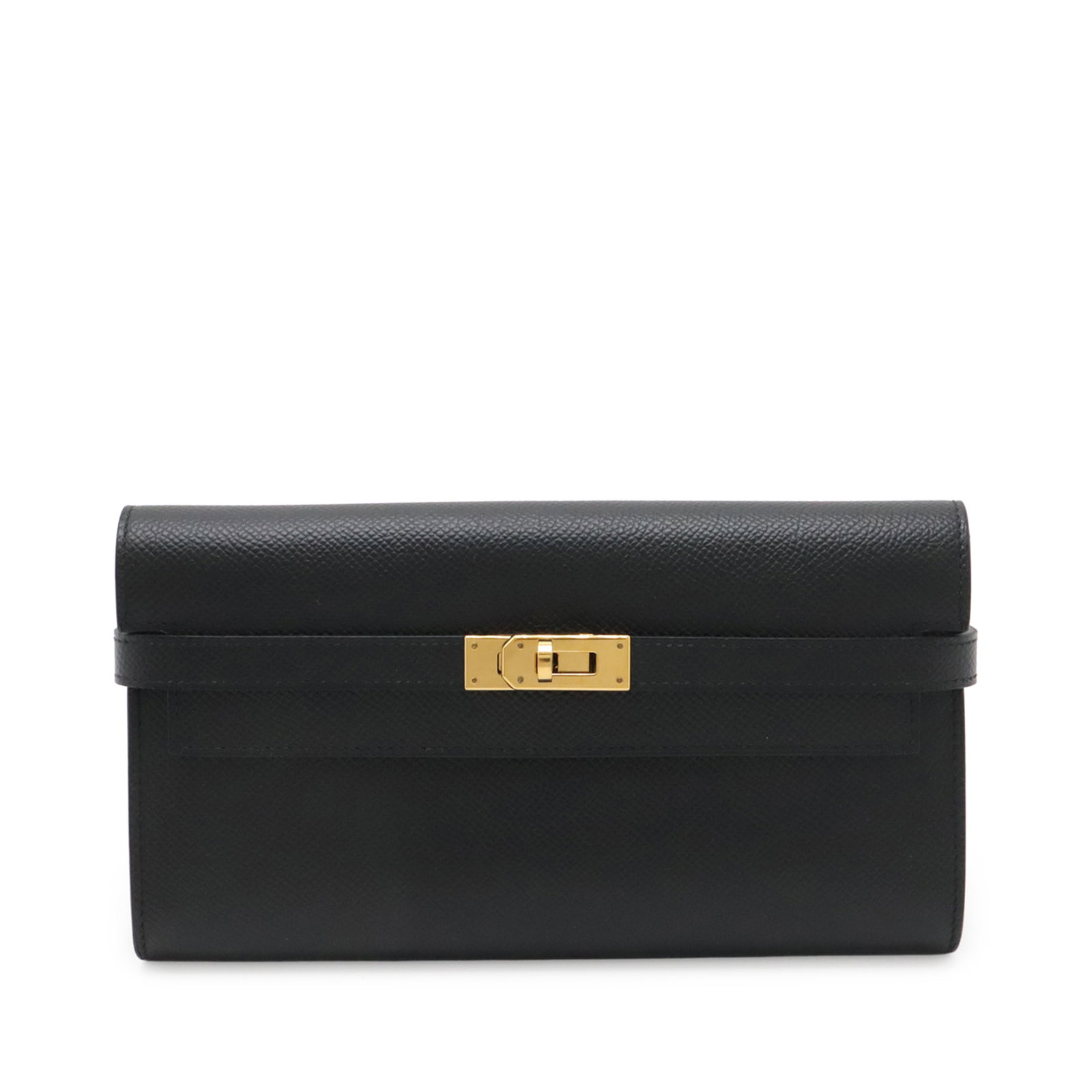 Hermes Kelly To Go Epsom Leather Wallet Black: Hermes Kelly To Go Epsom Leather Wallet Black Hermes Kelly To Go long wallet crafted in Epsom leather with a front flap and turn-lock closure. The interior includes zip and slip pockets for organized 