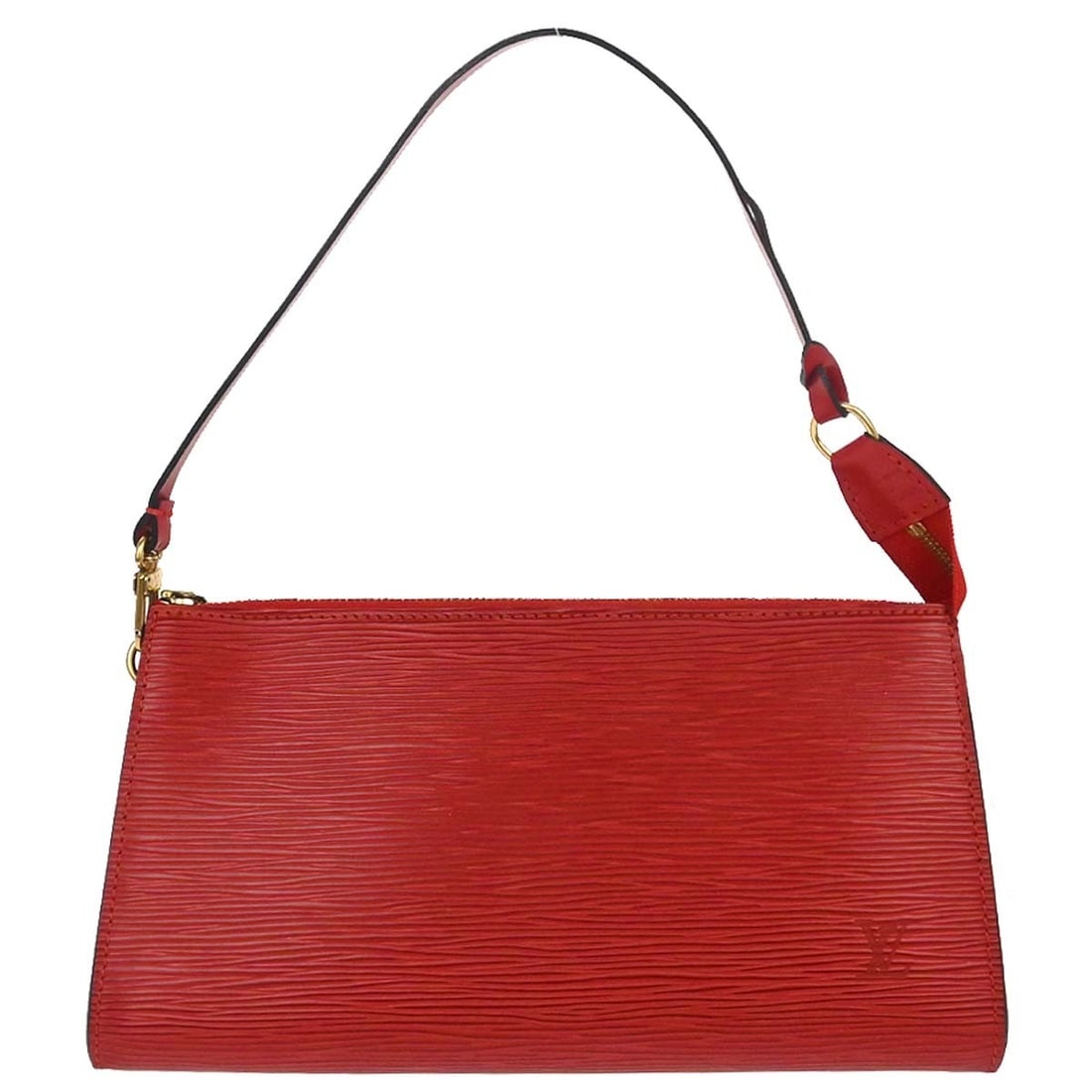 Louis Vuitton Pochette Accessoires 24 Red Epi Leather Zip Top Bag: Louis Vuitton Pochette Accessoires 24 Red Epi Leather Zip Top Bag Louis Vuitton Pochette Accessoires 24 handbag in Castilian red Epi leather, made in France. It features a zip closure, Alcantara linin