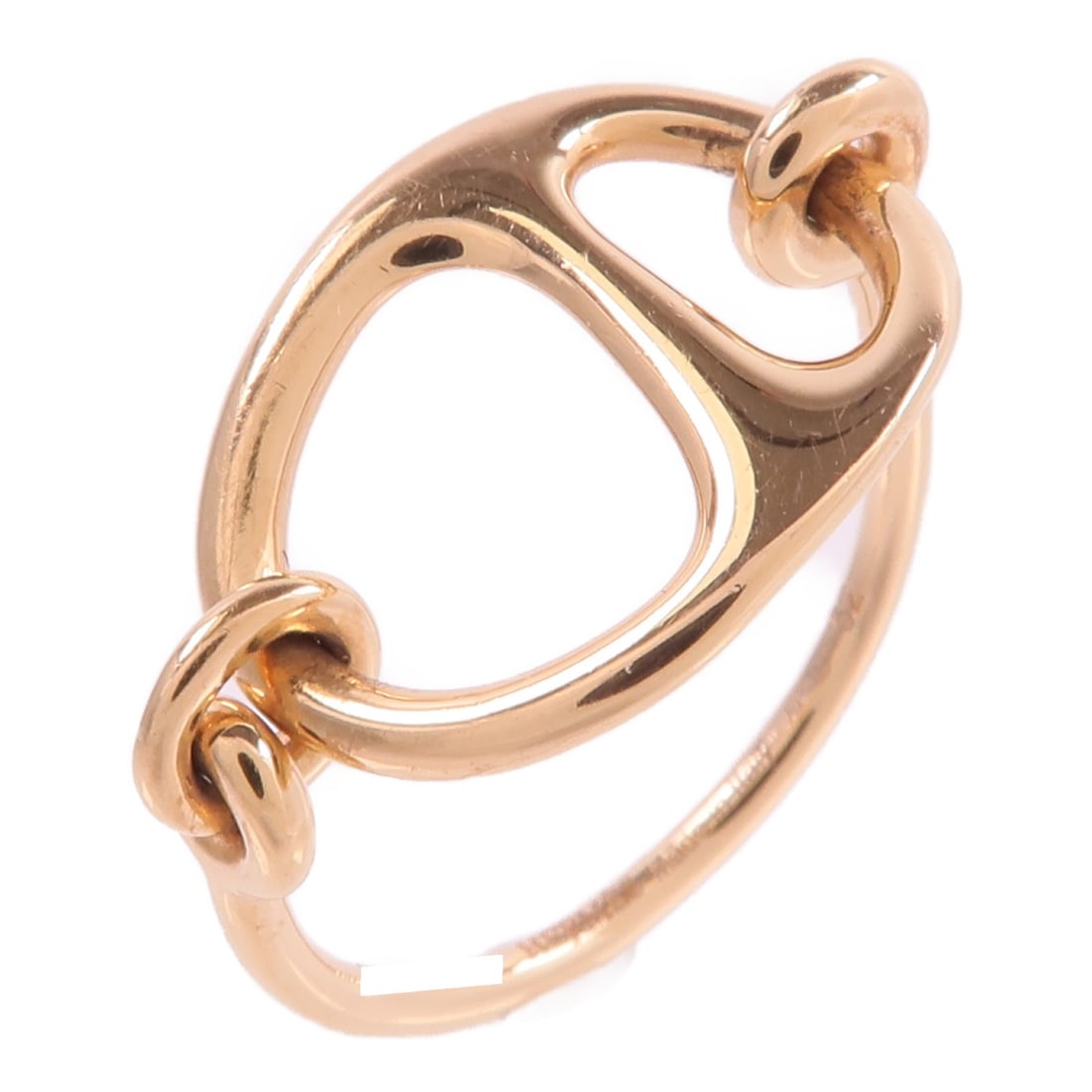 Hermes Chaine d'ancre Punk 18K Rose Gold Ring Size 52 US 6.5: Hermes Chaine d'ancre Punk 18K Rose Gold Ring Size 52 US 6.5 Hermes Chaine d'ancre Punk ring in 18K pink gold with the signature anchor-chain-inspired motif. This women's ring is engraved with size 52