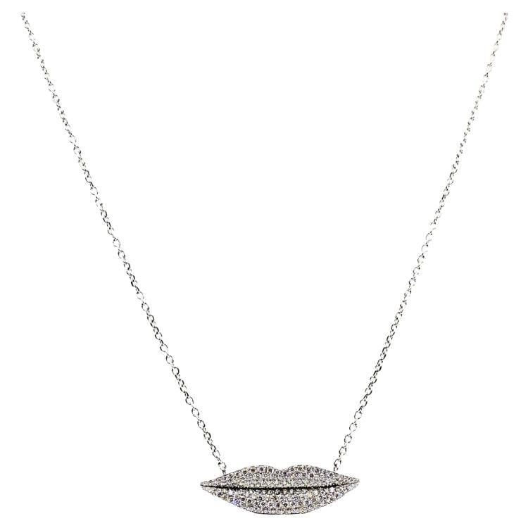 Gianni Bulgari Enigma Lips Diamond Necklace in 18k White Gold (1 of 9)