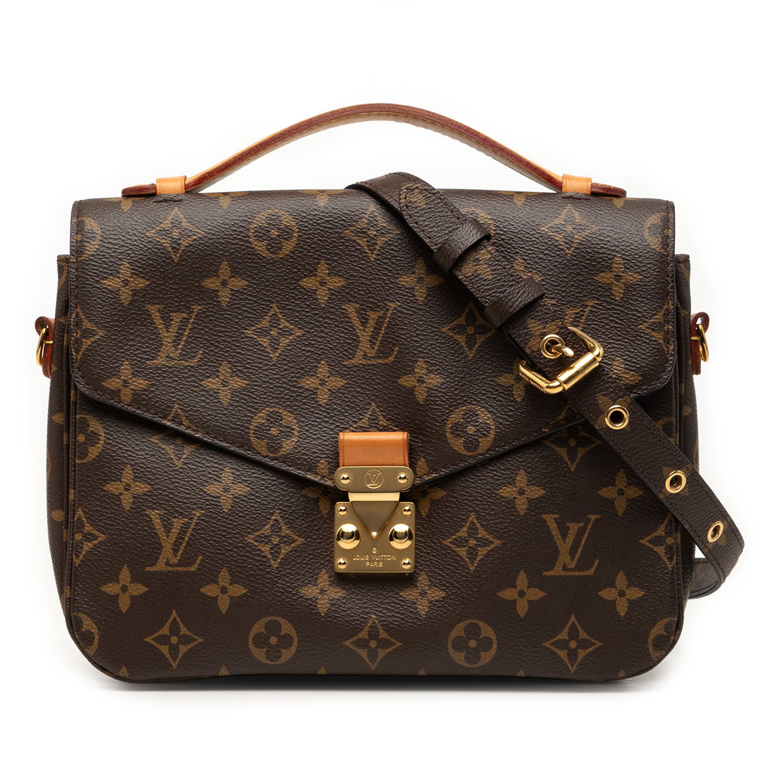 Louis Vuitton Pochette Metis Monogram Canvas Shoulder Bag: Louis Vuitton Pochette Metis Monogram Canvas Shoulder Bag Louis Vuitton Monogram Pochette Metis bag crafted with a monogram canvas body, a flat vachetta leather top handle, and a detachable flat shoul