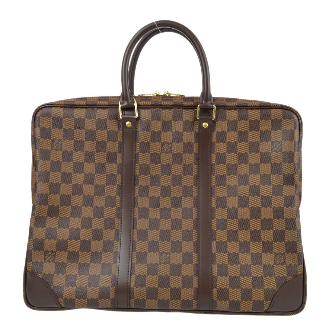 Louis Vuitton Porte Documents Voyage Damier Canvas Briefcase N41124: Louis Vuitton Porte Documents Voyage Damier Canvas Briefcase N41124 Vintage Louis Vuitton Porte Documents Voyage handbag in Damier canvas with leather lining and double handles. This medium zip-top ba