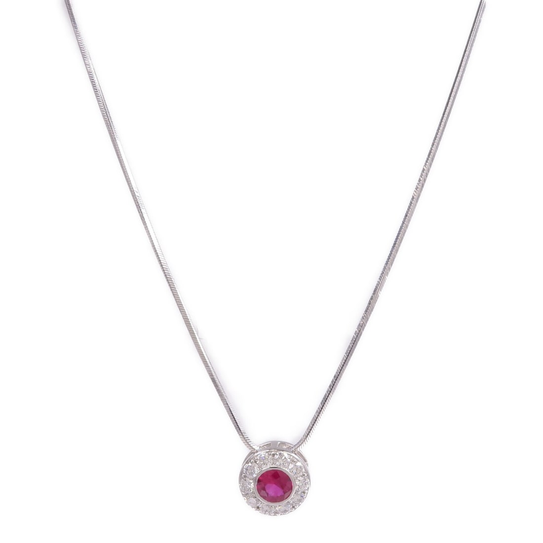 18K White Gold Ruby Diamond Necklace for Women (1 of 9)