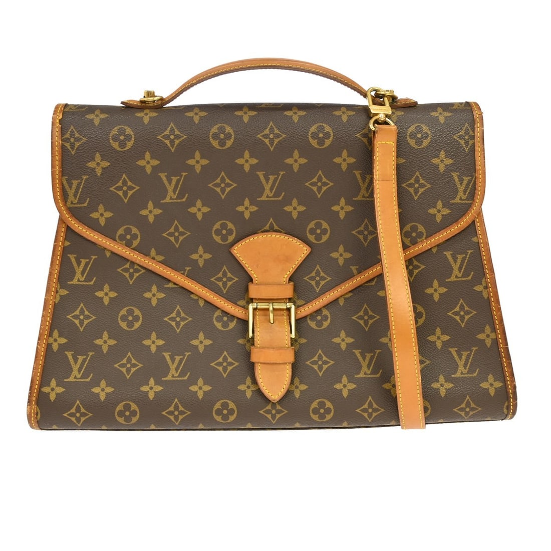 Louis Vuitton Beverly GM Monogram Canvas Business Handbag M51121: Louis Vuitton Beverly GM Monogram Canvas Business Handbag M51121 Vintage Louis Vuitton Beverly 41 business handbag in brown Monogram canvas and leather with double handles, zip closure, and interior z