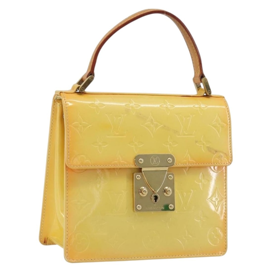 Louis Vuitton M91068 Spring Street Vernis Patent Handbag Lime Yellow: Louis Vuitton M91068 Spring Street Vernis Patent Handbag Lime Yellow Louis Vuitton Spring Street handbag in lime yellow Monogram Vernis patent leather. This women's handbag was made in France and incl