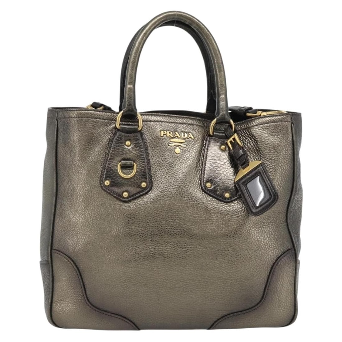 Prada Gold Leather Braided Handle Tote (1 of 18)