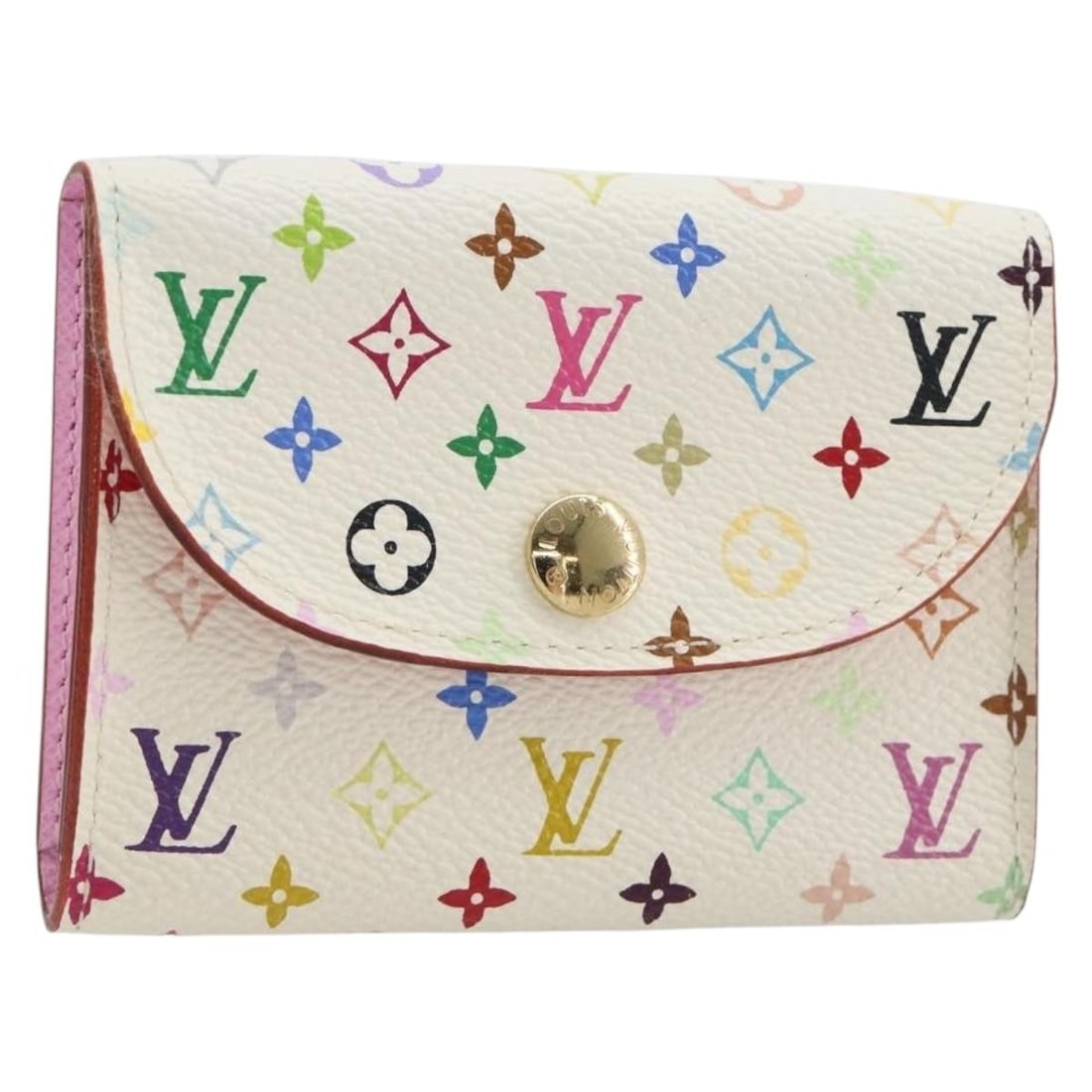 Louis Vuitton M66557 Monogram Multicolor White Card Case: Louis Vuitton M66557 Monogram Multicolor White Card Case Louis Vuitton card case in white Monogram Multicolor canvas. This women's accessory includes the dust bag and item box. Condition is B with rea