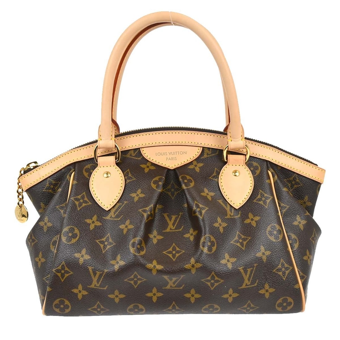 Louis Vuitton Tivoli PM Monogram Canvas Tote M40143 VI3181: Louis Vuitton Tivoli PM Monogram Canvas Tote M40143 VI3181 Vintage Louis Vuitton Tivoli PM handbag in brown Monogram canvas with leather trim and a zip closure. This women's medium tote features logo 