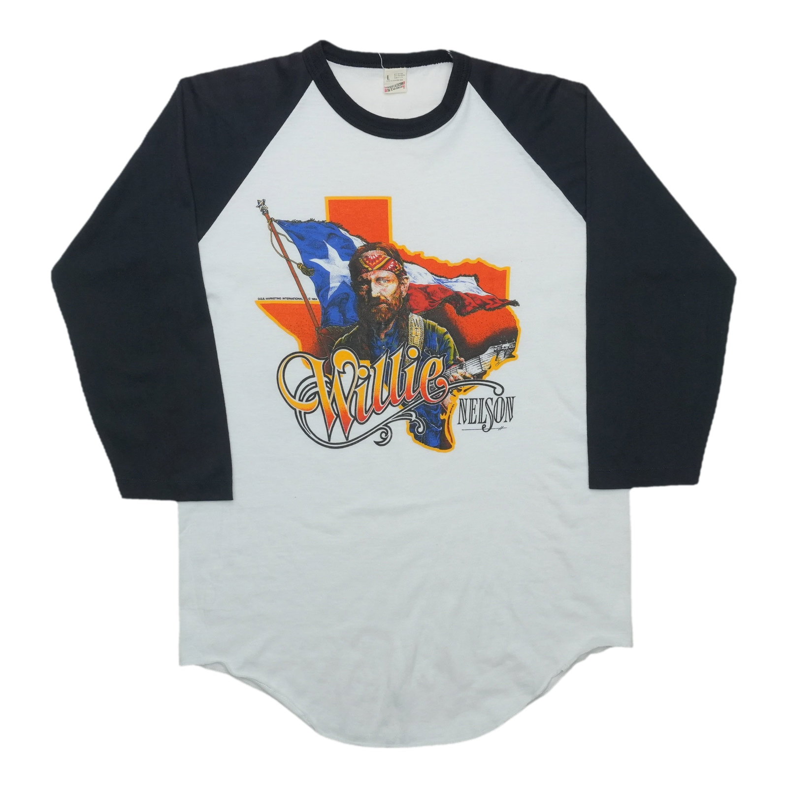 Willie Nelson Texas Vintage Raglan Jersey Shirt 1980s Large (1 of 5)