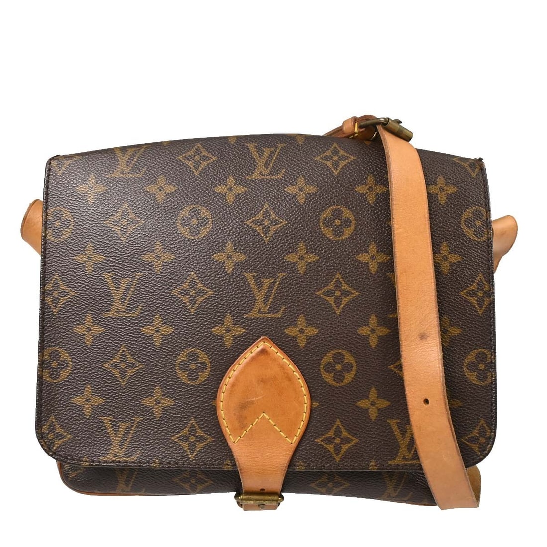Louis Vuitton Cartouchiere GM Monogram Crossbody Shoulder Bag M51252: Louis Vuitton Cartouchiere GM Monogram Crossbody Shoulder Bag M51252 Vintage Louis Vuitton Cartouchiere GM shoulder bag in brown Monogram canvas and leather. This women's bag features a flap buckle cl