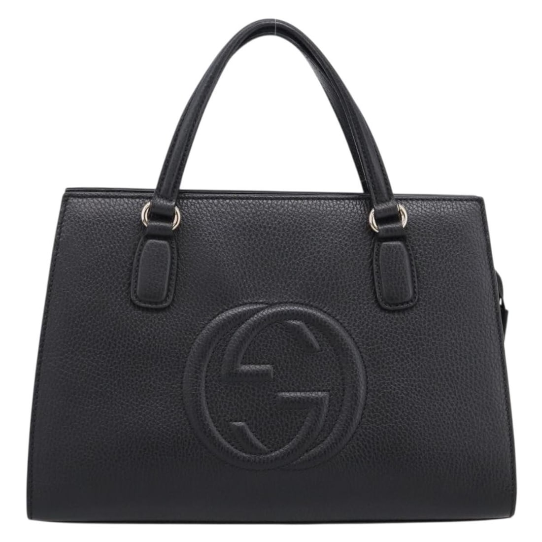 Gucci Soho Leather Satchel Convertible Top Handle Black: Gucci Soho Leather Satchel Convertible Top Handle Black Gucci Soho Convertible Top Handle Satchel in black leather. This women's handbag features a structured satchel silhouette with top handles and a