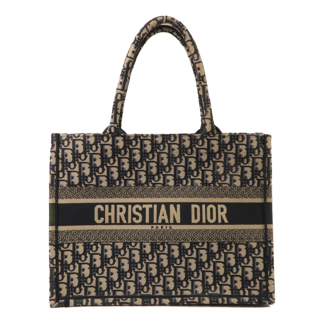 Dior CD Book Tote Medium Blue Oblique Canvas Bag: Dior CD Book Tote Medium Blue Oblique Canvas Bag Medium Christian Dior Book Tote in blue oblique canvas. This women's tote bag includes storage bags and shows reasonable wear and tear consistent with 