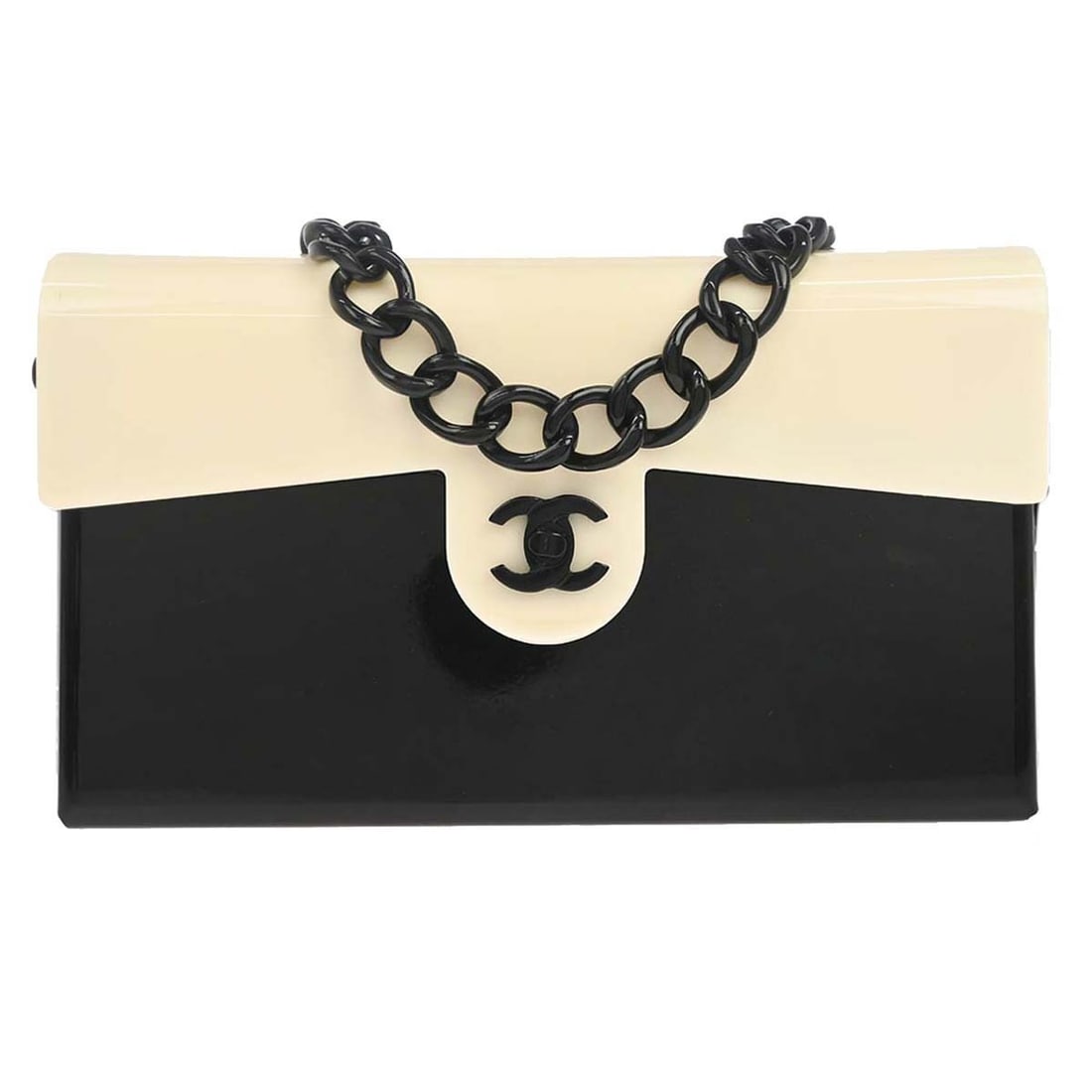 CHANEL Small Acrylic Crossbody Bag White Black Flap Lock (1 of 15)