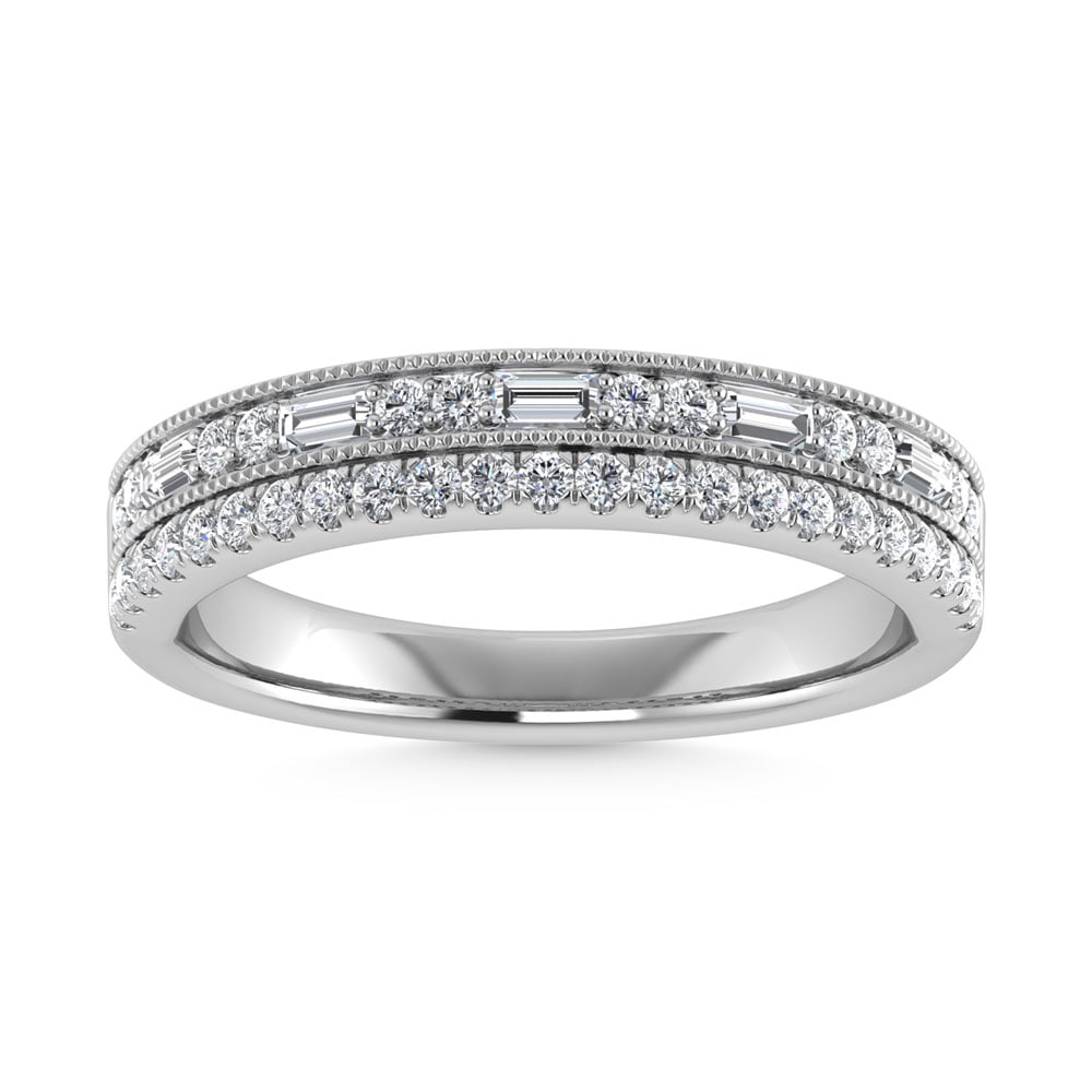 14K White Gold Diamond 1/3 Ct.Tw. Stackable Band: 14K White Gold Diamond 1/3 Ct.Tw. Stackable Band 14k White Gold Stone Color: G-h Stone Clarity: I1-i2 Each ring is presented in standard size 6.5. Complimentary resizing is available between sizes 510
