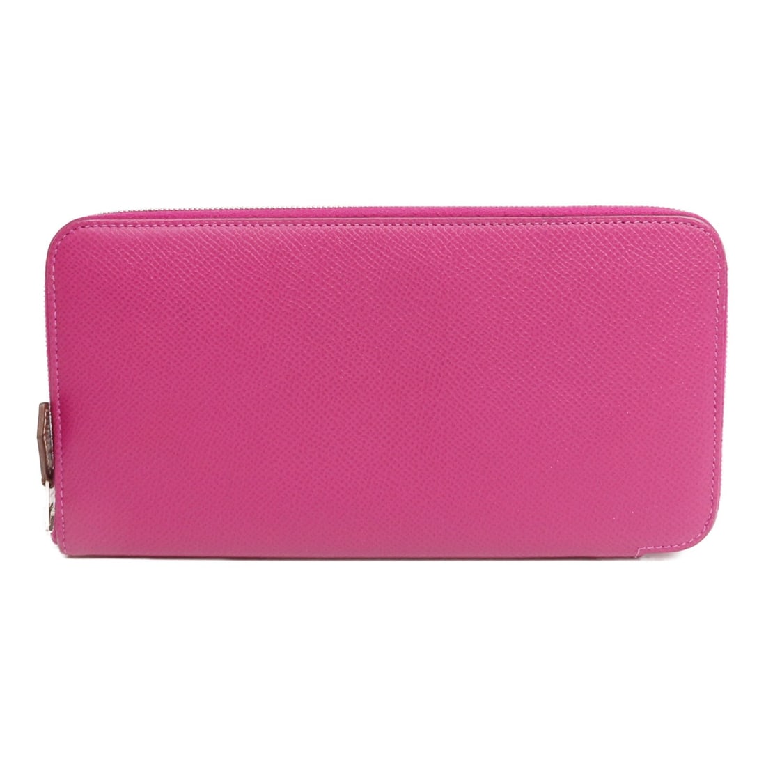 Hermes Silk In Epsom Calfskin Zip Around Long Wallet Rose Pourpre: Hermes Silk In Epsom Calfskin Zip Around Long Wallet Rose Pourpre Hermes around long wallet in Rose Pourpre purple, made from Epsom leather and calfskin (cowhide). It features a fastener closure, two 