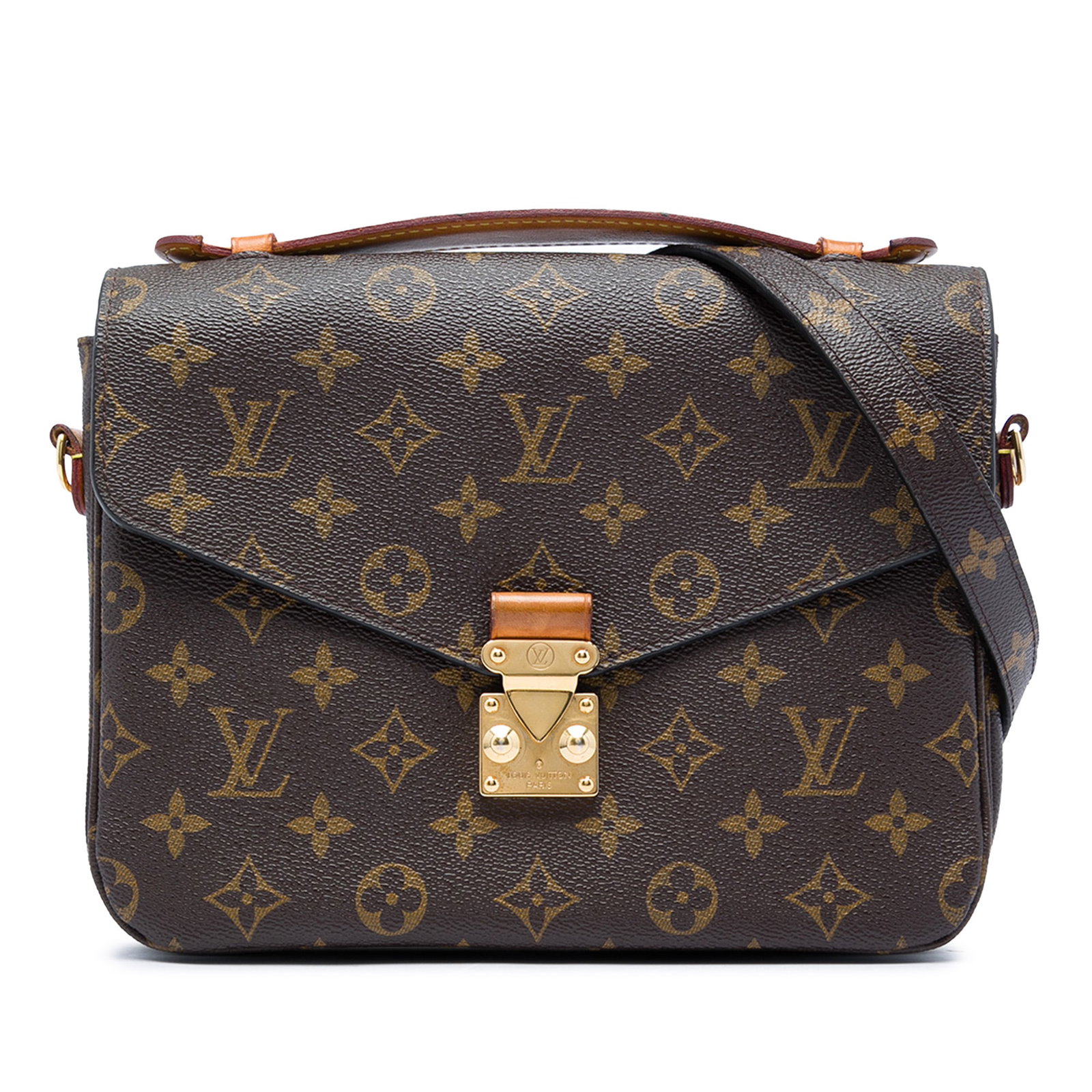Louis Vuitton Pochette Metis Monogram Canvas Shoulder Bag: Louis Vuitton Pochette Metis Monogram Canvas Shoulder Bag Louis Vuitton Monogram Pochette Metis shoulder bag crafted with a monogram canvas body, vachetta leather top handle, and a detachable, adjusta
