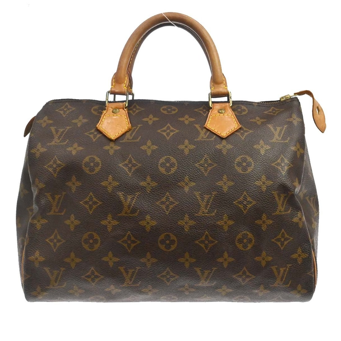 Louis Vuitton Speedy 30 Monogram Canvas Satchel M41526: Louis Vuitton Speedy 30 Monogram Canvas Satchel M41526 Vintage Louis Vuitton Speedy 30 handbag in Monogram canvas with leather double handles and a zip-top closure. This satchel-style bag features a b