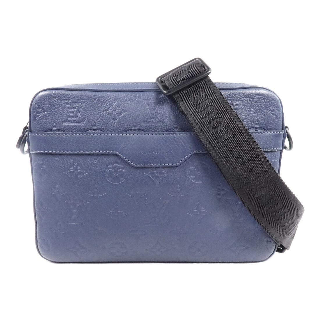 Louis Vuitton M14785 LV Trio Messenger Bag Monogram Shadow Blue: Louis Vuitton M14785 LV Trio Messenger Bag Monogram Shadow Blue Louis Vuitton Trio Messenger shoulder bag in navy blue Monogram Shadow calfskin. This women's shoulder bag features a compact profile wi