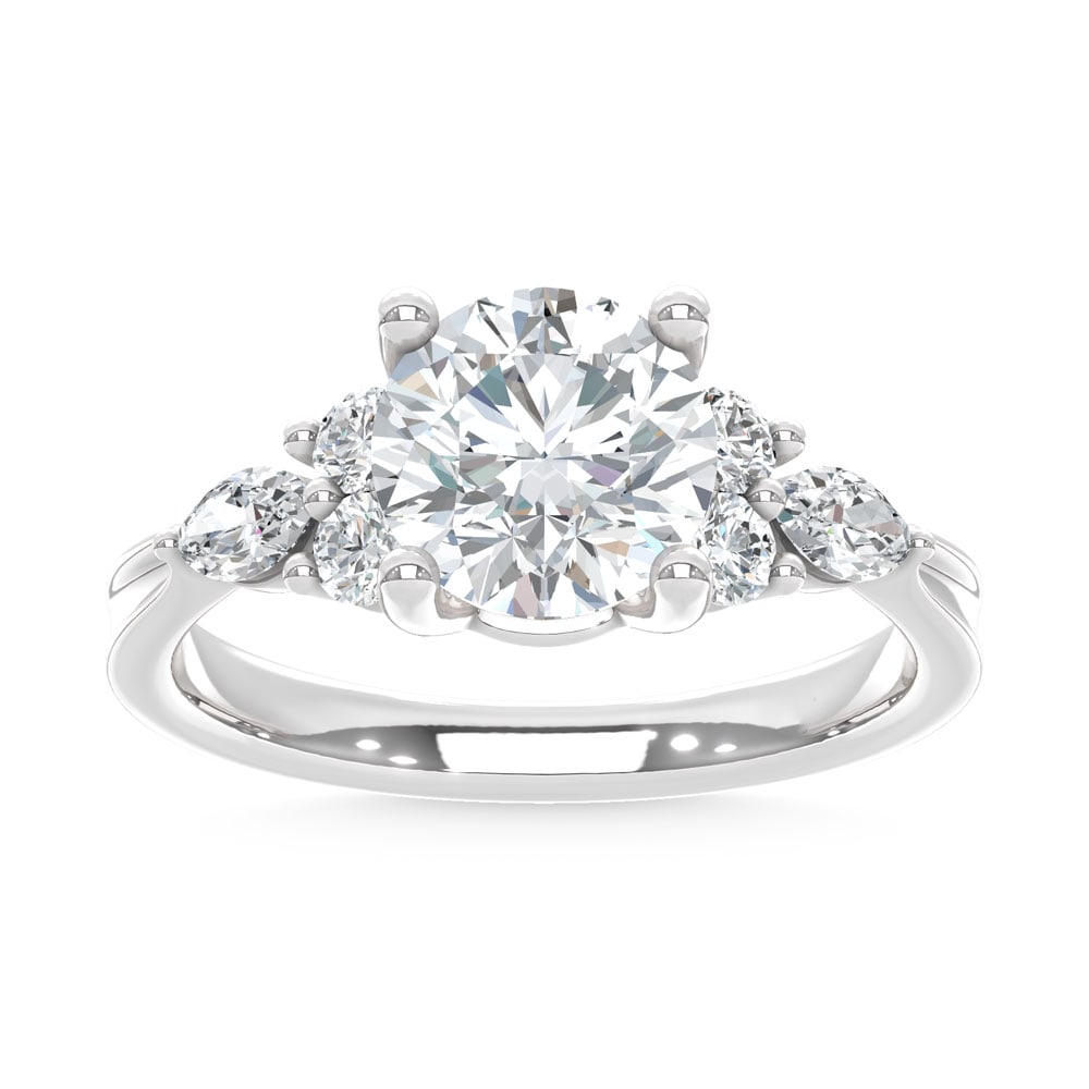14K White Gold Lab Grown Diamond 2 1/2 Ct.T. Enagagement Ring (IGI Certified Center 2ct): 14K White Gold Lab Grown Diamond 2 1/2 Ct.T. Enagagement Ring (IGI Certified Center 2ct) 14k White Gold Stone Color: D-f Stone Clarity: Vs Each ring is presented in standard size 6.5. Complimentary re