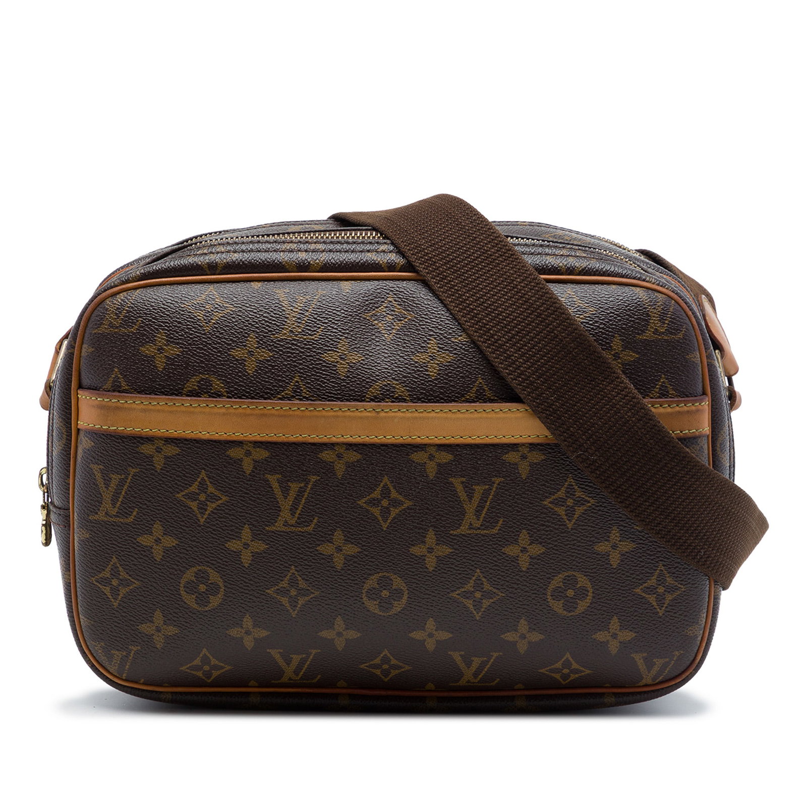 Louis Vuitton Reporter PM Monogram Canvas Shoulder Bag: Louis Vuitton Reporter PM Monogram Canvas Shoulder Bag Louis Vuitton Monogram Reporter PM shoulder bag with a monogram canvas body, leather trim, an adjustable flat strap, double top-zip compartments,