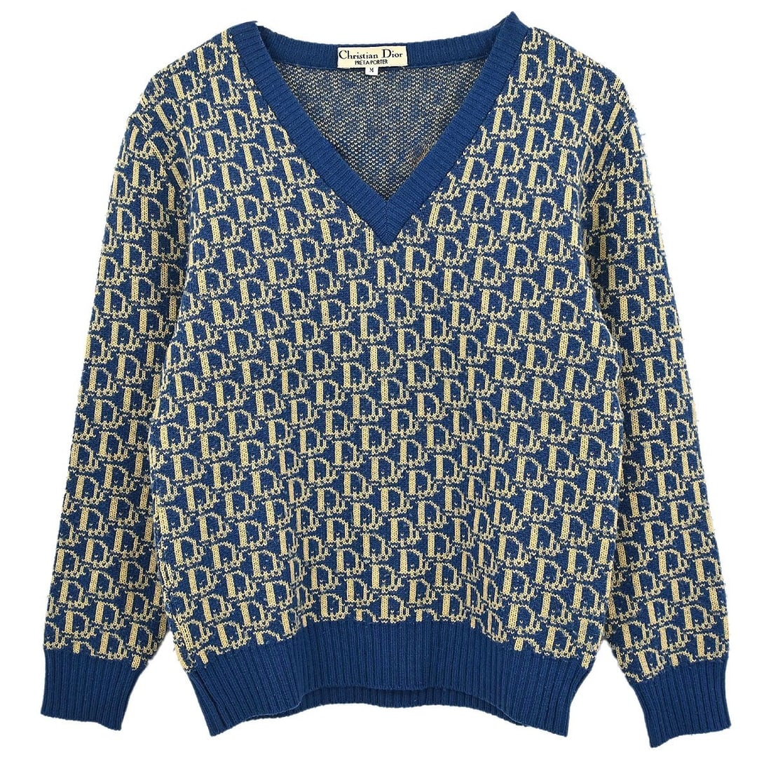 Dior Trotter Blue Wool V Neck Pullover Sweater M (1 of 18)
