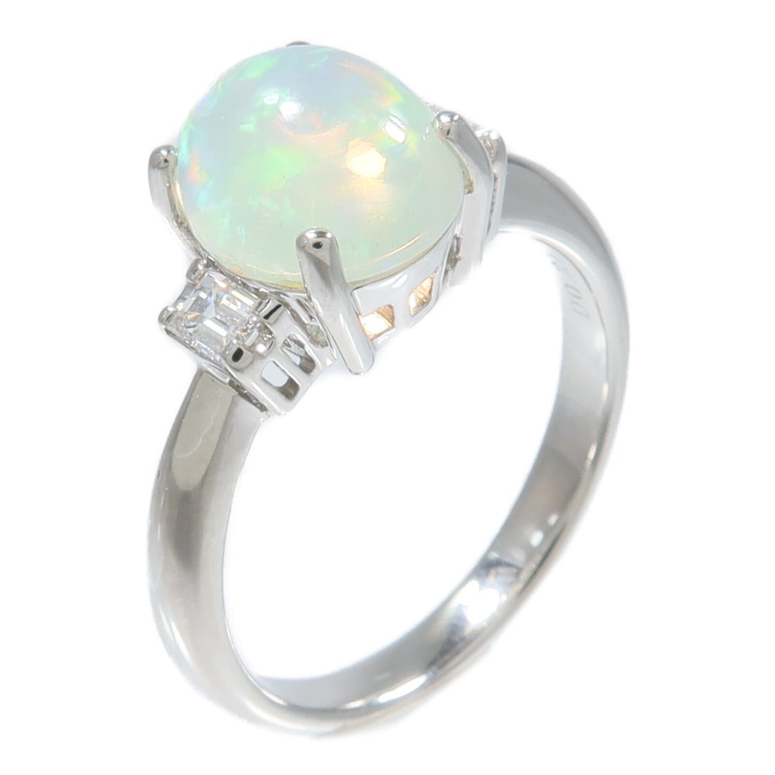 PT900 Platinum Opal Diamond Ring US Size 8.25 (1 of 8)