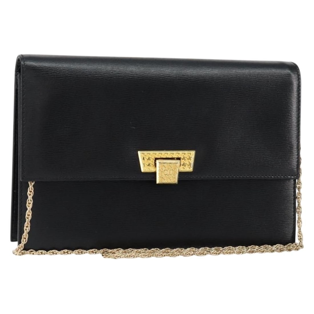 Christian Dior leather shoulder bag with chain black and gold: Christian Dior leather shoulder bag with chain black and gold Christian Dior shoulder bag in black leather with a chain shoulder strap. This women's bag features a compact silhouette and comes as the 