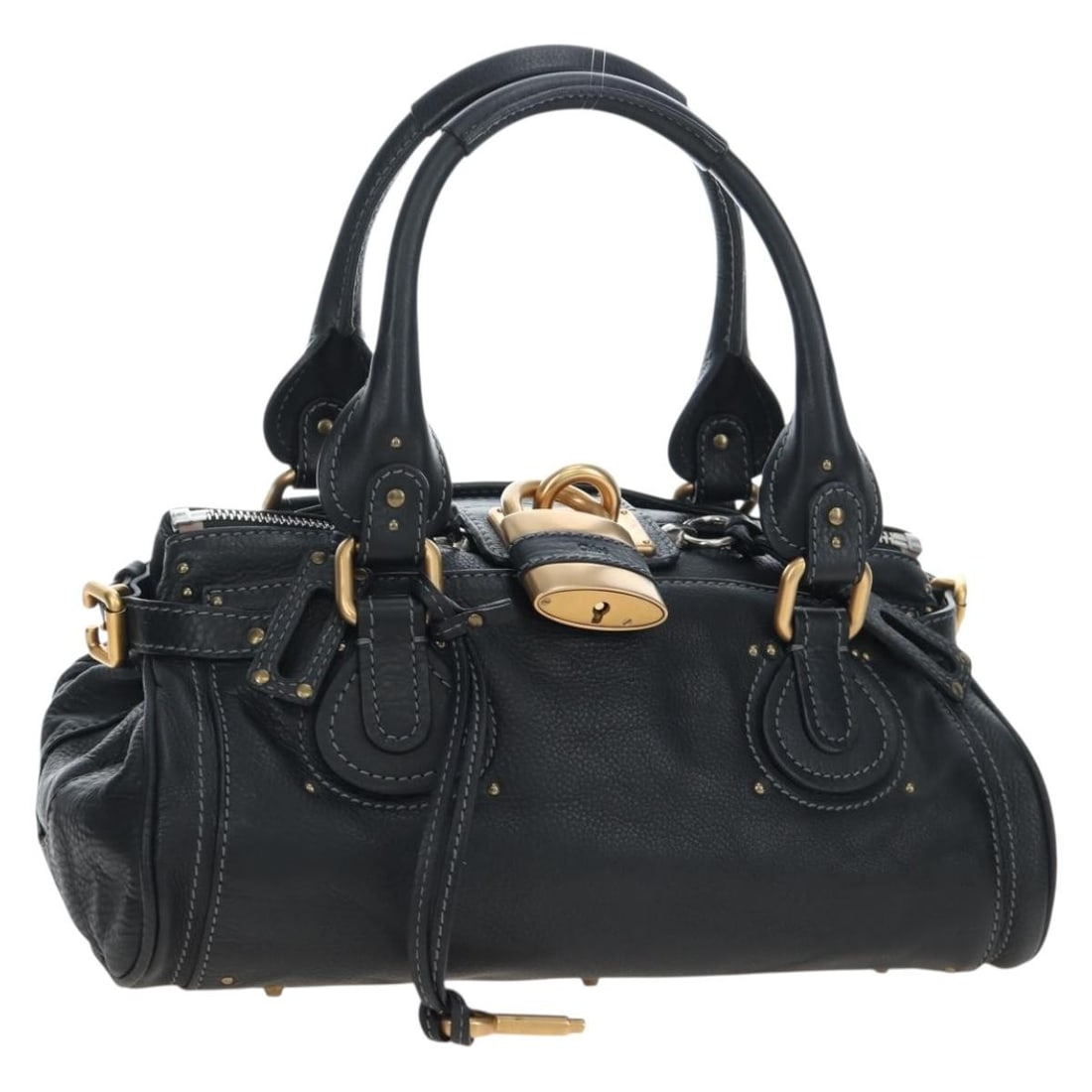 Chloe Paddington leather handbag black with gold tone hardware: Chloe Paddington leather handbag black with gold tone hardware Chloe Paddington handbag in black leather with gold-tone accents. This women's handbag includes a dust bag and is made in Italy. Conditio