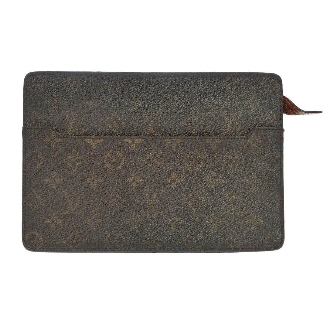 Louis Vuitton Pochette Homme Brown Monogram Canvas Clutch: Louis Vuitton Pochette Homme Brown Monogram Canvas Clutch Louis Vuitton Pochette Homme in brown monogram canvas. This unisex pouch is made in France and remains in good condition overall, with noted w