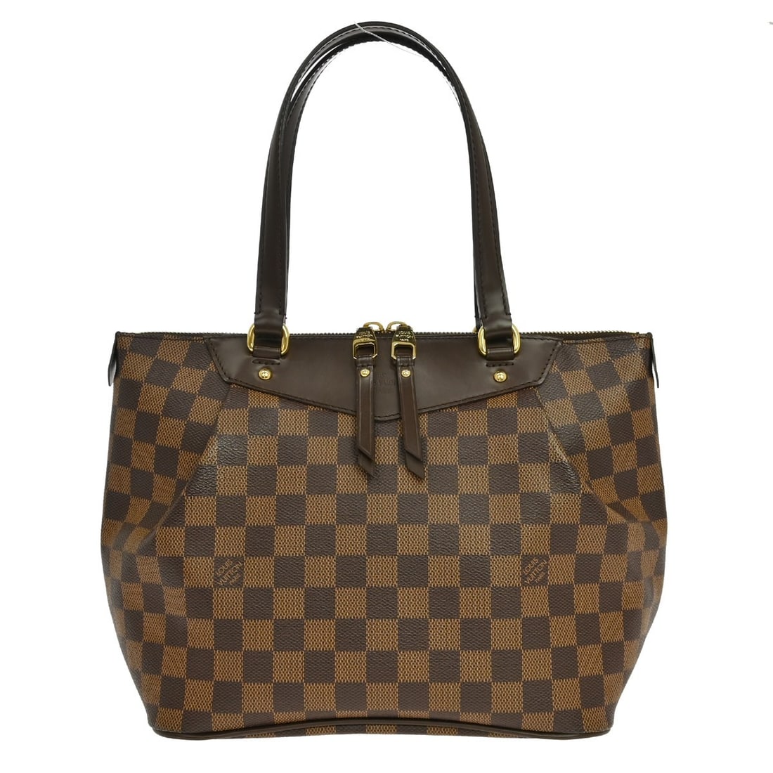 Louis Vuitton Westminster GM Damier Ebene Tote Bag N41103: Louis Vuitton Westminster GM Damier Ebene Tote Bag N41103 Vintage Louis Vuitton Westminster GM shoulder tote bag in Damier canvas and leather with a zip closure, red canvas lining, and two interior po
