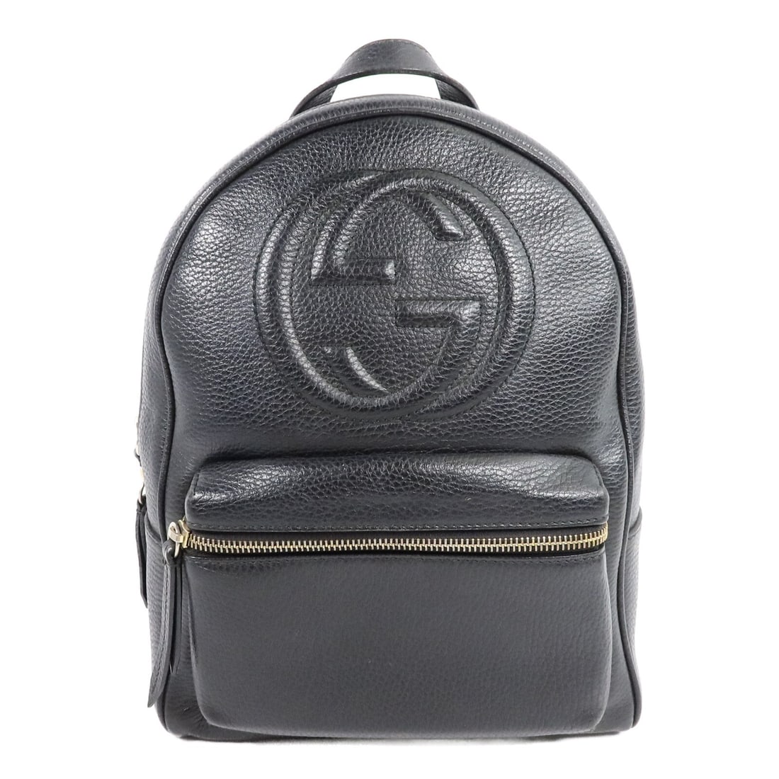 Gucci Soho 431570 black calfskin rucksack backpack: Gucci Soho 431570 black calfskin rucksack backpack Gucci Soho backpack in black calfskin leather with GG detailing. This women's rucksack backpack is made in Italy and features a practical interior an