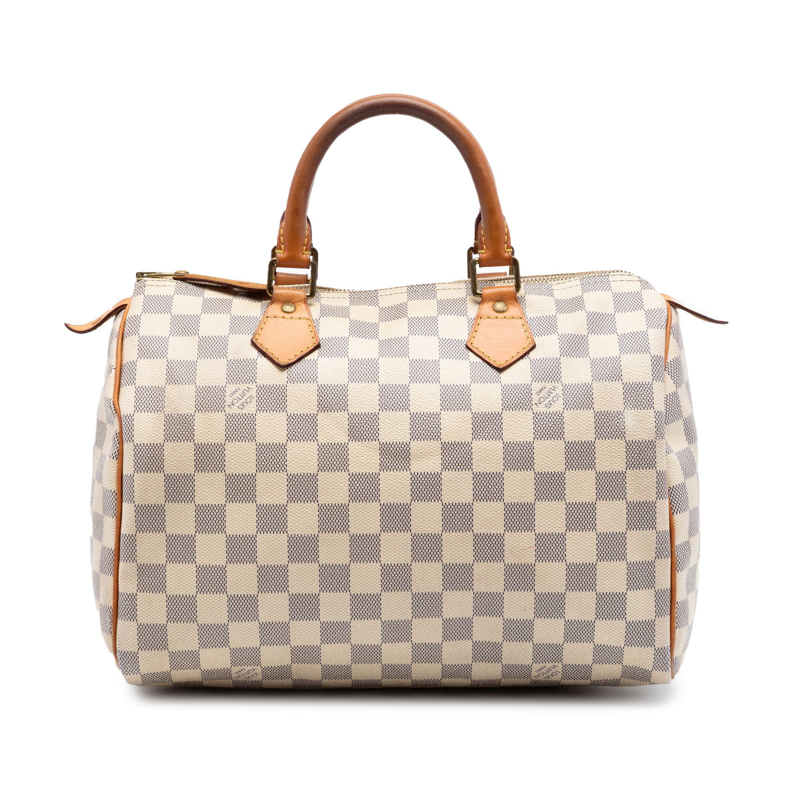 Louis Vuitton Damier Azur canvas Speedy 30 bag: Louis Vuitton Damier Azur canvas Speedy 30 bag This Louis Vuitton Damier Azur Speedy 30 features the iconic Damier Azur canvas, complemented by rolled leather handles and a top zip closure. The bag in
