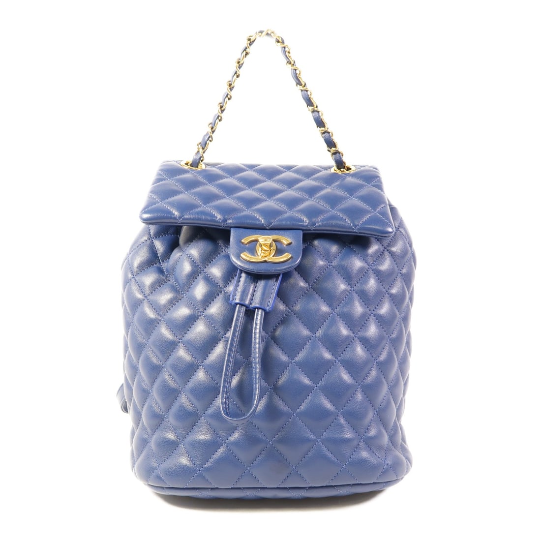 CHANEL Urban Spirit Blue Lambskin Backpack CC Gold Tone Hardware: CHANEL Urban Spirit Blue Lambskin Backpack CC Gold Tone Hardware CHANEL Urban Spirit backpack in blue lambskin leather with CC GHW detailing. This women's rucksack backpack is made in France and featu