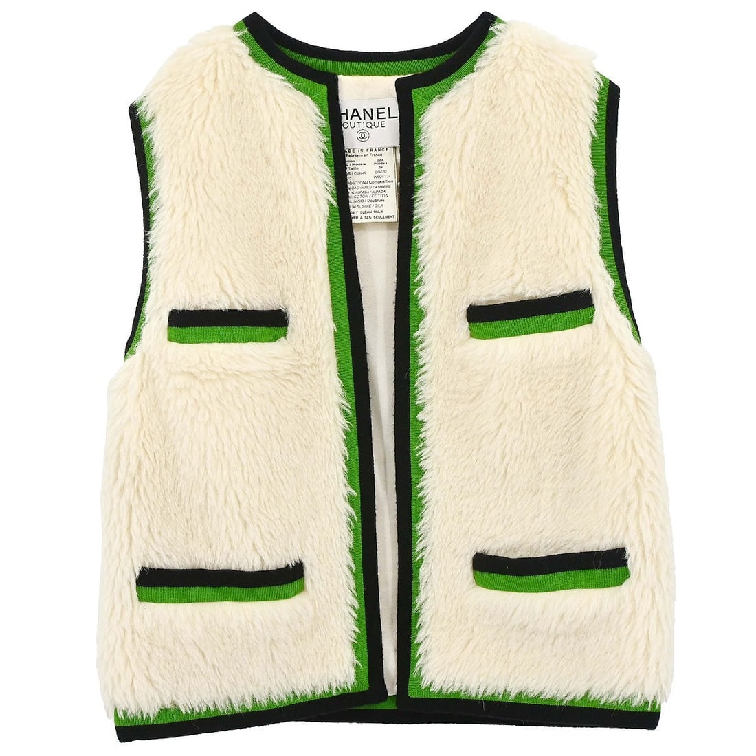 CHANEL 94A White Cashmere Alpaca Sleeveless Vest Jacket FR 34 (1 of 18)