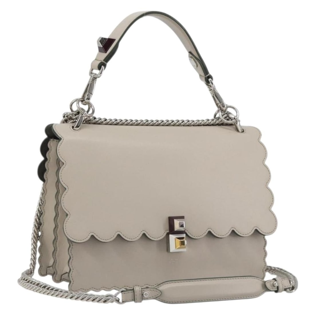 Fendi 8BT283 Canay leather 2way shoulder bag gray silver: Fendi 8BT283 Canay leather 2way shoulder bag gray silver Fendi Canay 2-way shoulder bag in gray and silver leather. This women's bag includes a dust bag and features both a handle and a shoulder strap