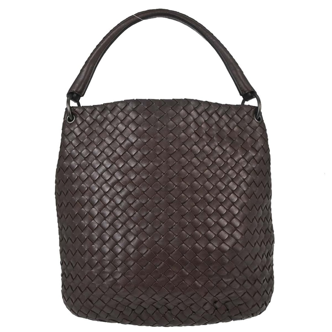 Bottega Veneta Intrecciato Brown Leather Medium Tote Bag: Bottega Veneta Intrecciato Brown Leather Medium Tote Bag Bottega Veneta Intrecciato tote handbag in brown leather with a top handle design. It features a beige lining, one inside zipper pocket, one in