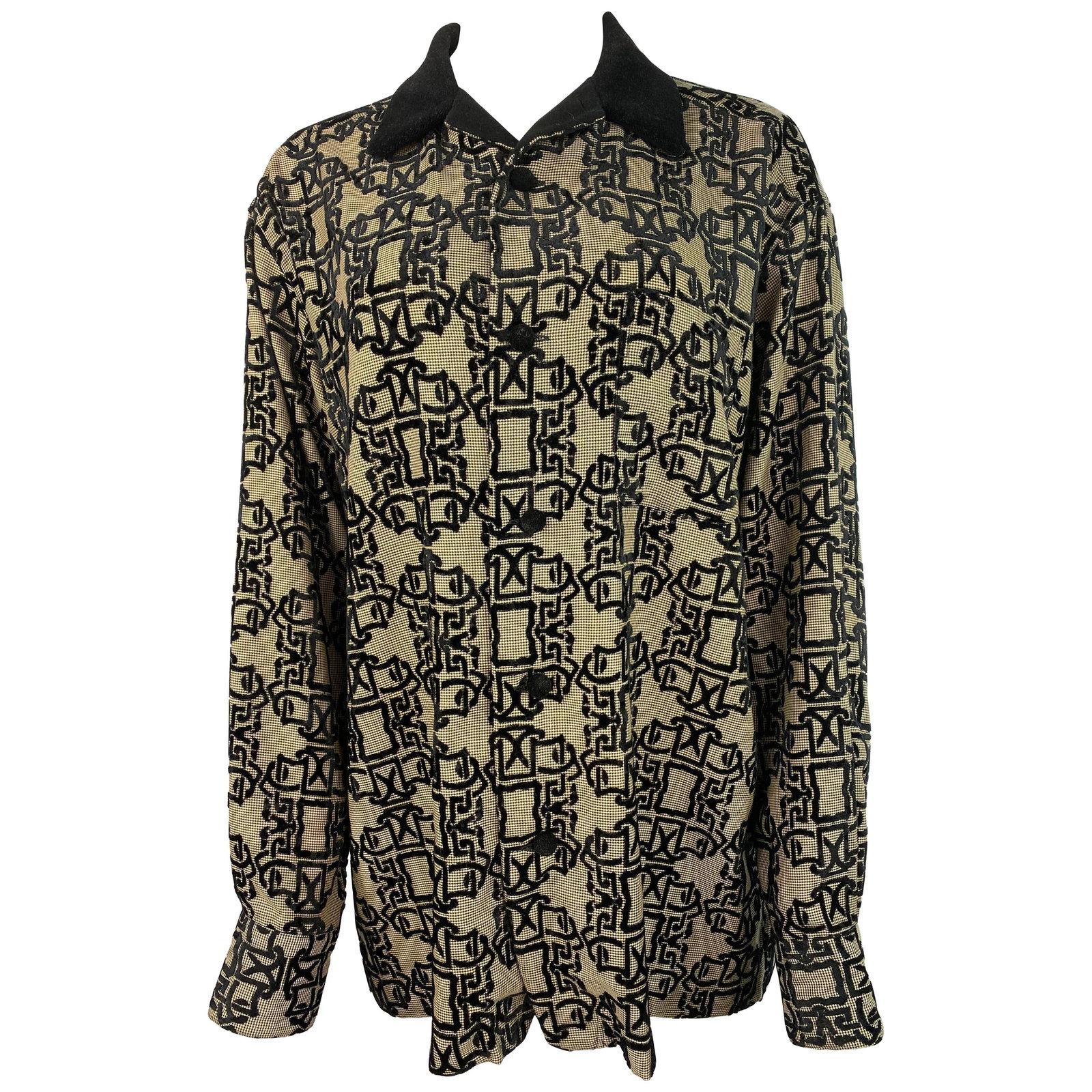 Mitsuhiro Matsuda Nicole plaid shirt black brown velvet detail size M (1 of 11)