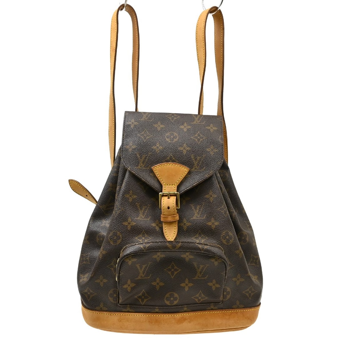 Louis Vuitton Montsouris MM Monogram Canvas Backpack M51136: Louis Vuitton Montsouris MM Monogram Canvas Backpack M51136 Vintage Louis Vuitton Montsouris MM backpack in brown Monogram canvas with leather trim. This medium backpack features a flap buckle and dra