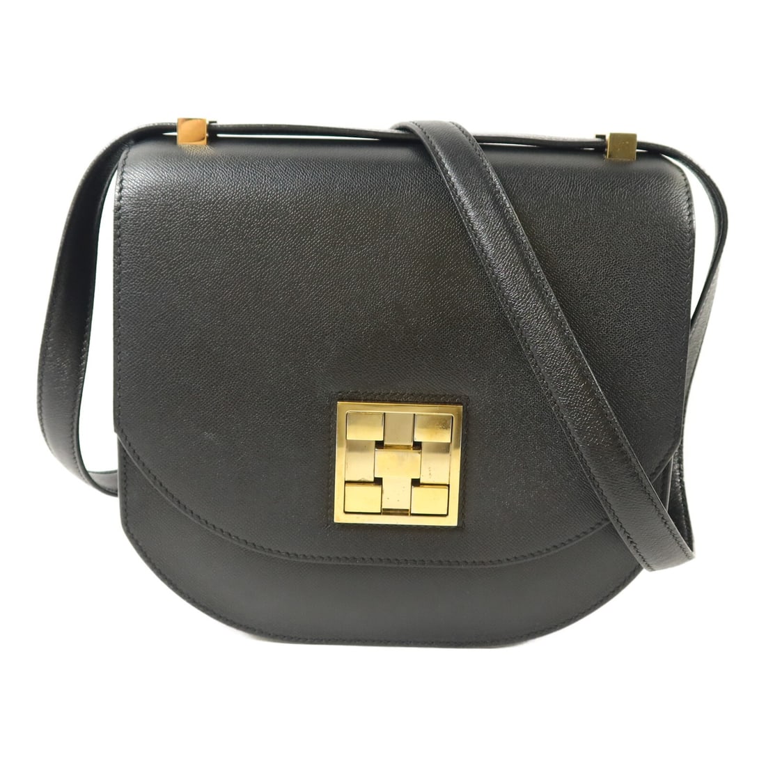 Hermes Mosaique Au 24-21 Epsom Calfskin Shoulder Bag Black: Hermes Mosaique Au 24-21 Epsom Calfskin Shoulder Bag Black Hermes Mosaique Au 24-21 shoulder bag in black, made with Epsom and calfskin (cowhide). It features a flap and three open interior pockets. T