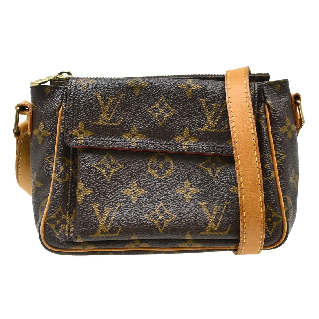 Louis Vuitton Viva Cite PM Monogram Canvas Crossbody Purse M51165: Louis Vuitton Viva Cite PM Monogram Canvas Crossbody Purse M51165 Louis Vuitton Viva Cite PM crossbody bag in Monogram canvas with leather trim and a red Alcantara lining. This vintage women's bag fea