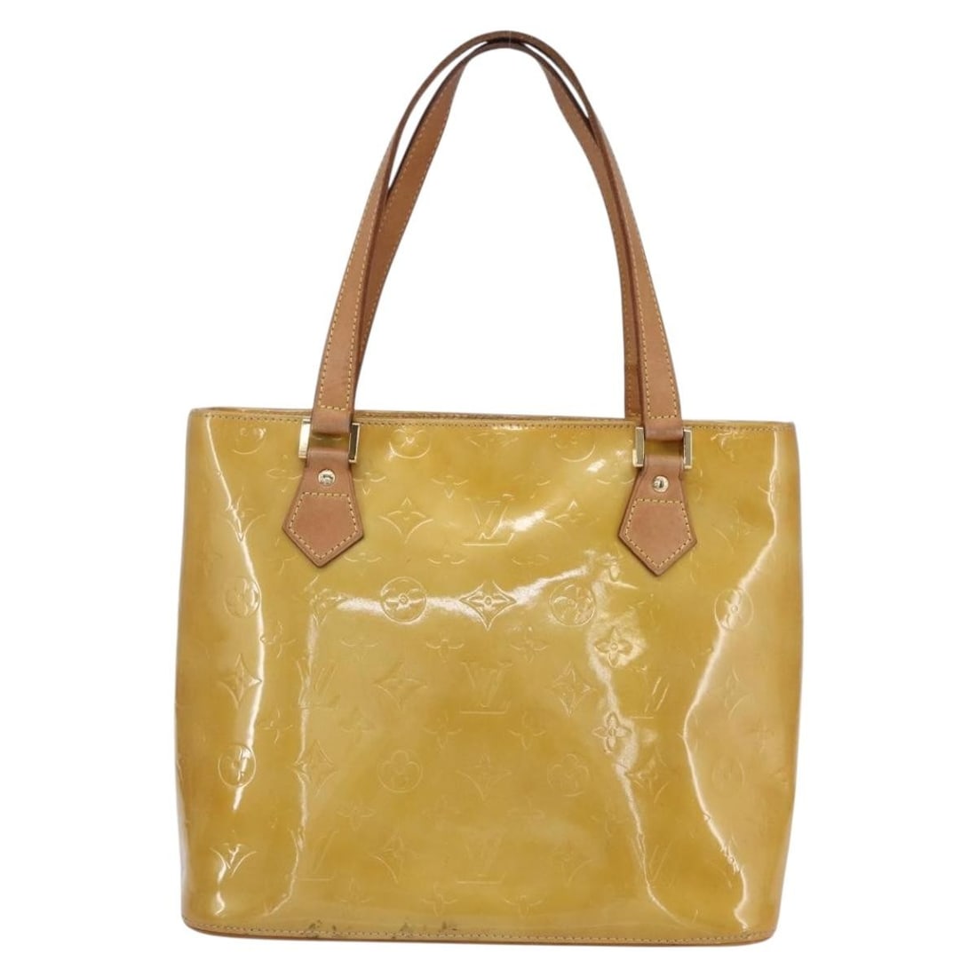 Louis Vuitton Monogram Vernis Houston Beige Patent Leather Tote: Louis Vuitton Monogram Vernis Houston Beige Patent Leather Tote This Louis Vuitton Houston Handbag features the signature Monogram Vernis design in beige patent leather. Crafted for women, the bag is 