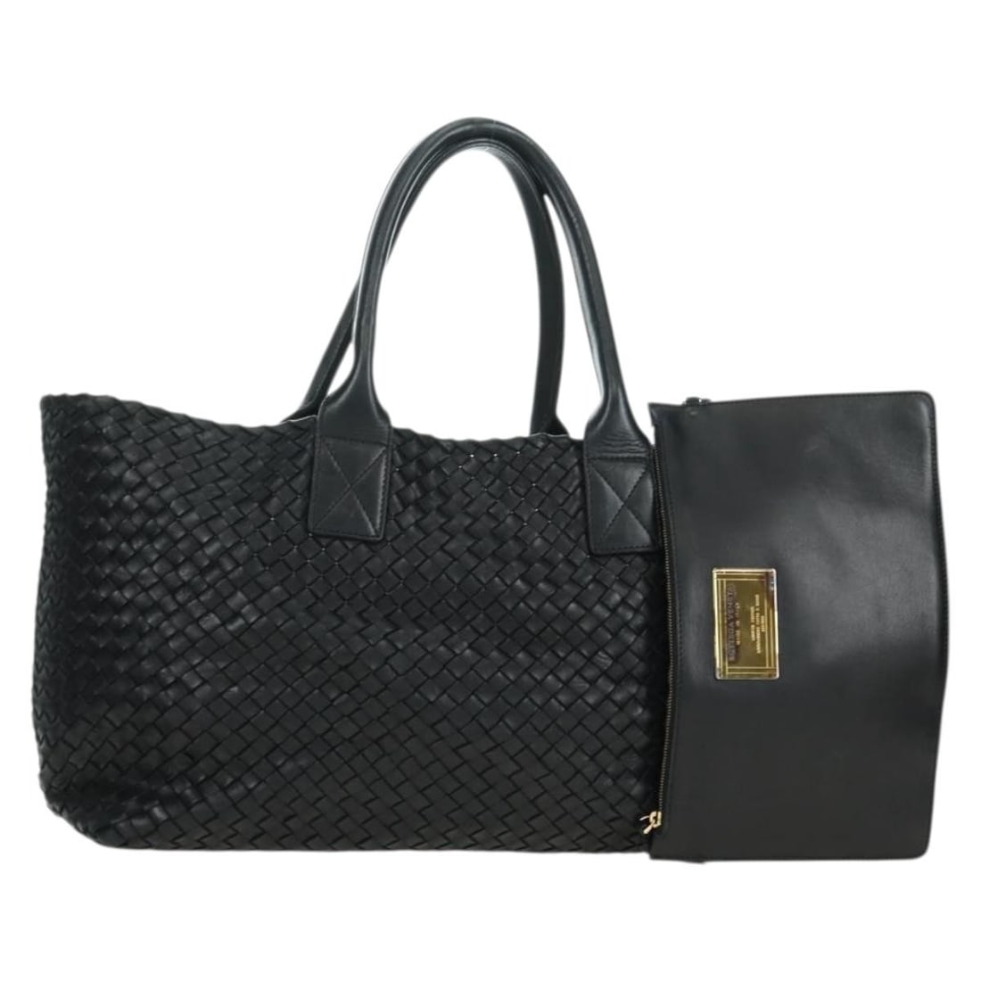 Bottega Veneta 115664 Intrecciato leather tote with pouch black (1 of 18)