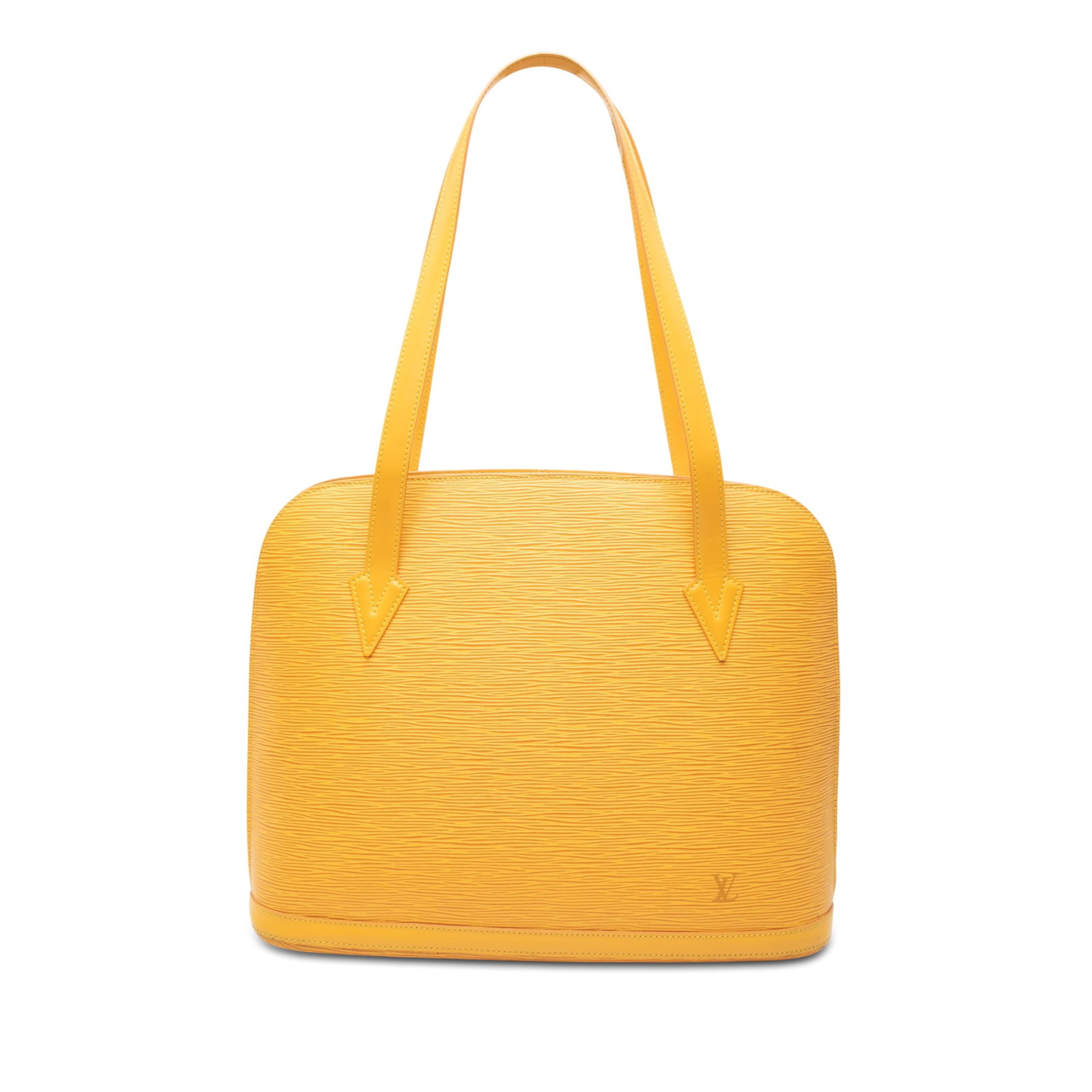 Louis Vuitton Lussac Yellow Epi Leather Shoulder Bag: Louis Vuitton Lussac Yellow Epi Leather Shoulder Bag Louis Vuitton Epi Lussac bag in yellow leather, made in France. It features an epi leather body, flat leather straps, a top zip closure, and interi