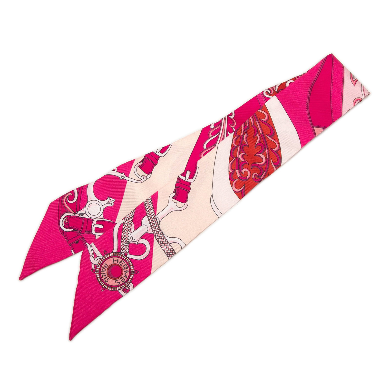 Hermes Festival Des Amazones Twilly Silk Scarf Pink (1 of 6)